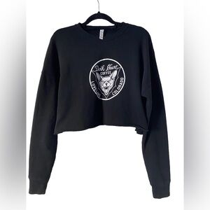 Black Crop Crew Neck Long Sleeve Sweatshirt